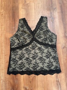 VTG Y2K Worthington Lace Babydoll Tank Top Blouse Size 1X Romantic Coquette